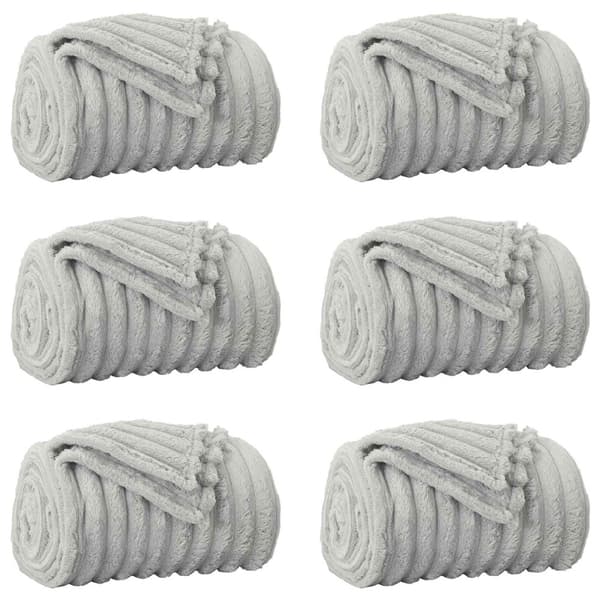 Filtar 6 pcs Grå 240 x 220 cm Fleece