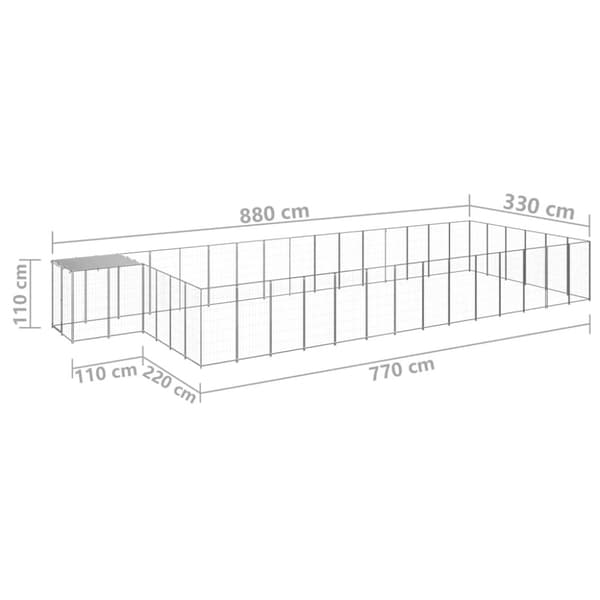 Hundgård silver 26,62 m² stål