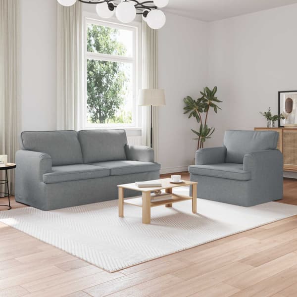 Soffset 2 pcs Ljusgrå 162 x 80 x 85 cm tyg