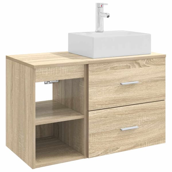 Badrumsmöbelset 2 pcs Sonoma-ek Konstruerat trä