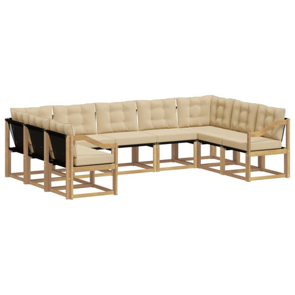 Utomhussoffset med kudde 9 pcs Vit och Beige