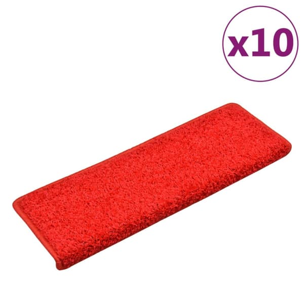 Trappmattor 10 st 65x21x4 cm röda rektangulära kanter