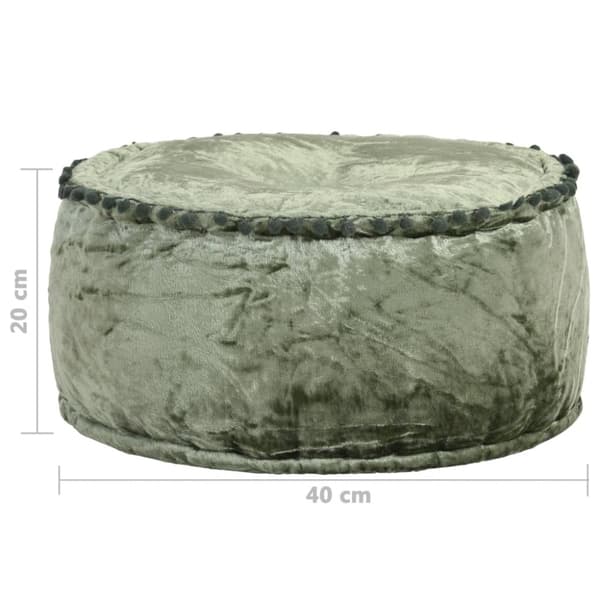 Rund sammetspuff 40x20 cm grön