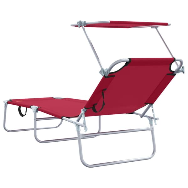 Solstol 2 pcs Röd 58 x 188 x 77cm Polyester