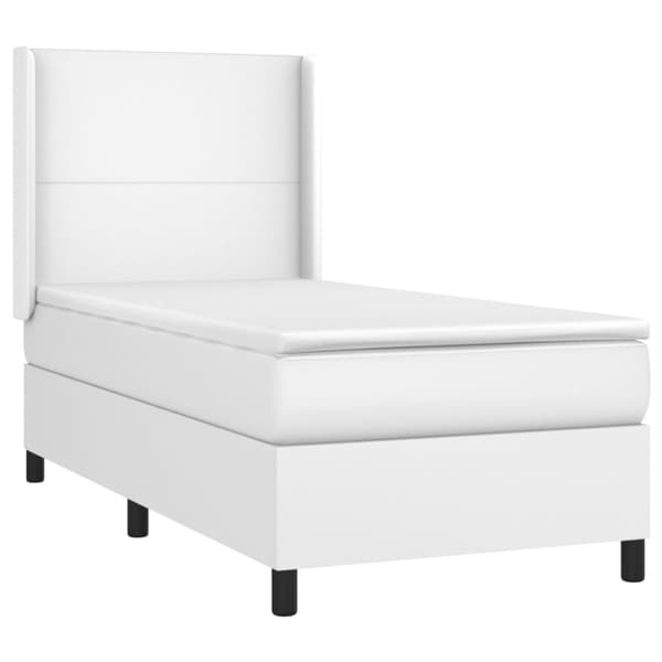 Ramsäng med madrass vit 90x190 cm konstläder