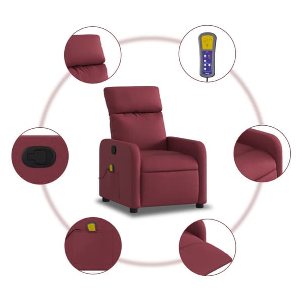 Massagefåtölj vinröd tyg