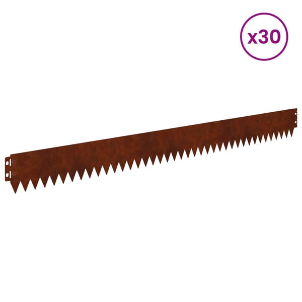 Kant för gräsmatta 30 pcs 103 x 10 cm Stål Rostig
