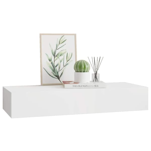 Väggmonterad låda vit 60x23,5x10 cm MDF