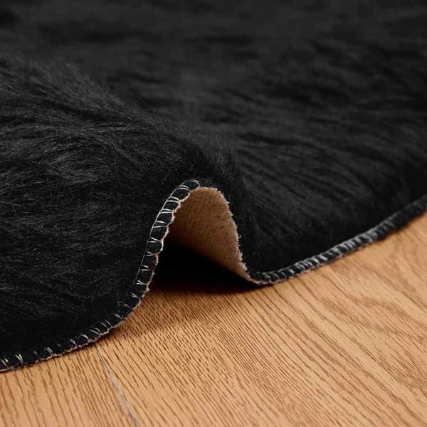 Fuskfäll matta TAFALLA Svart Ø 80 cm Polyester