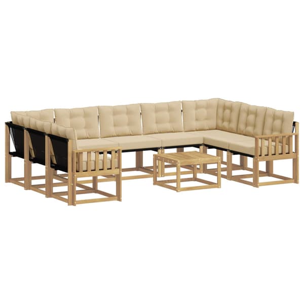 Utomhussoffset med kudde 10 pcs Vit och Beige