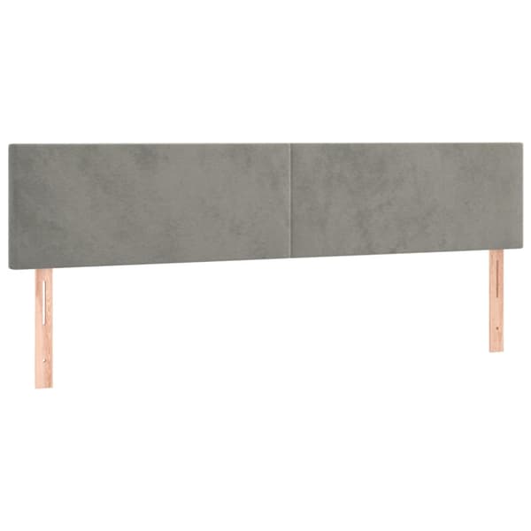 Sänggavel LED ljusgrå 200x5x78/88 cm sammet