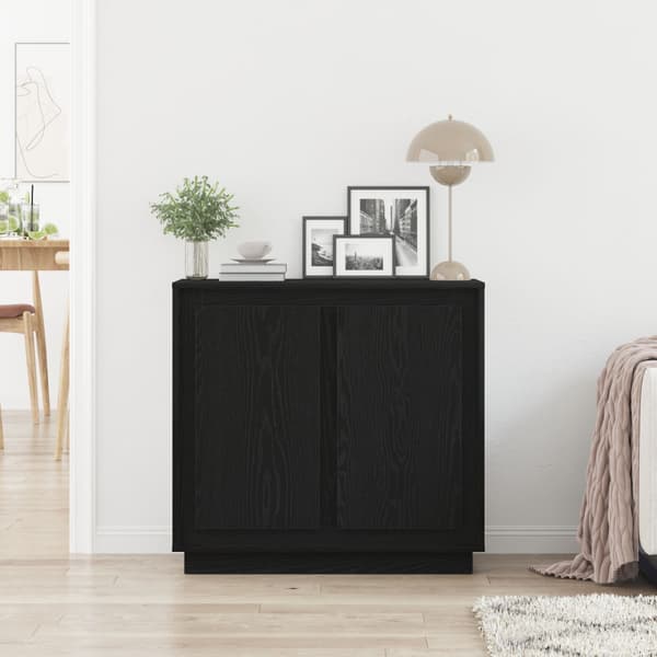 Sideboard Svart Ek 80 x 40 x 75 cm Konstruerat trä