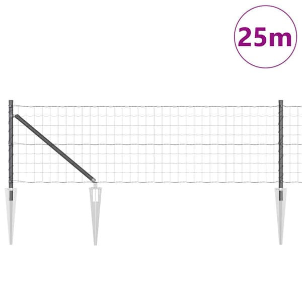 Stängsel med stolpe Grå 0,8 x 25 m Stål