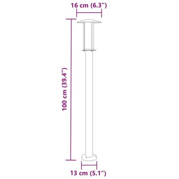 Utomhusgolvlampa silver 100 cm rostfritt stål