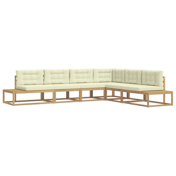 Utomhussoffset med kudde Vit 357 x 198,5 x 73 cm Polyester