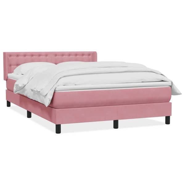 Ramsäng med madrass rosa 160x210 cm sammet
