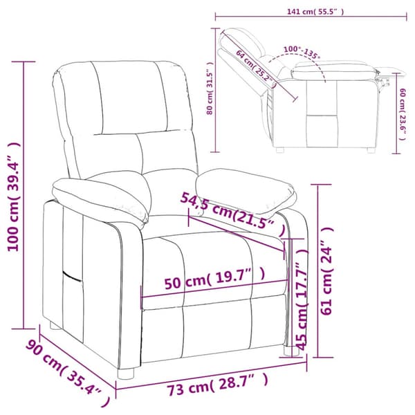 Reclinerfåtölj gräddvit tyg