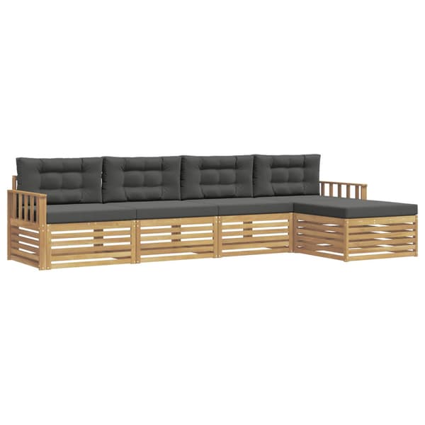 Utomhussoffset med kudde 5 pcs Vit och antracit Polyester