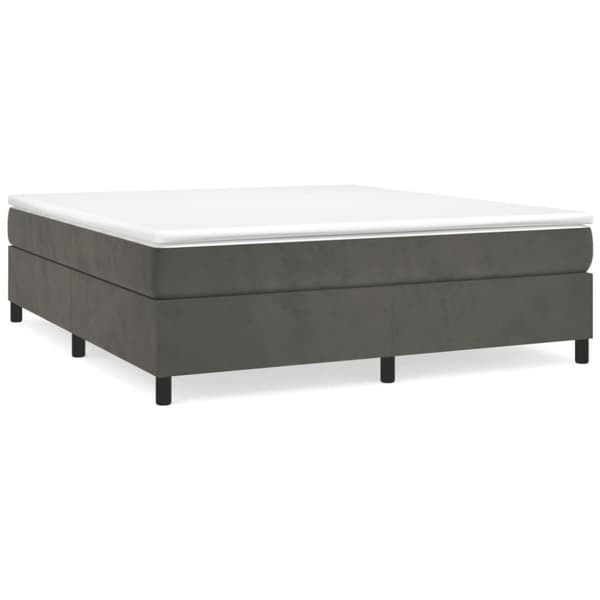 Boxspring-sängram mörkgrå 160x200 cm sammet
