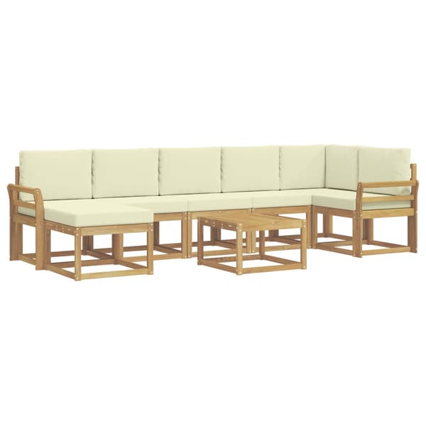 Utomhussoffset med kudde 8 pcs Vit och grädde Polyester