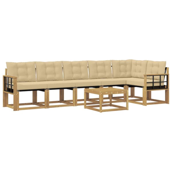 Utomhussoffset med kudde 7 pcs Vit och Beige
