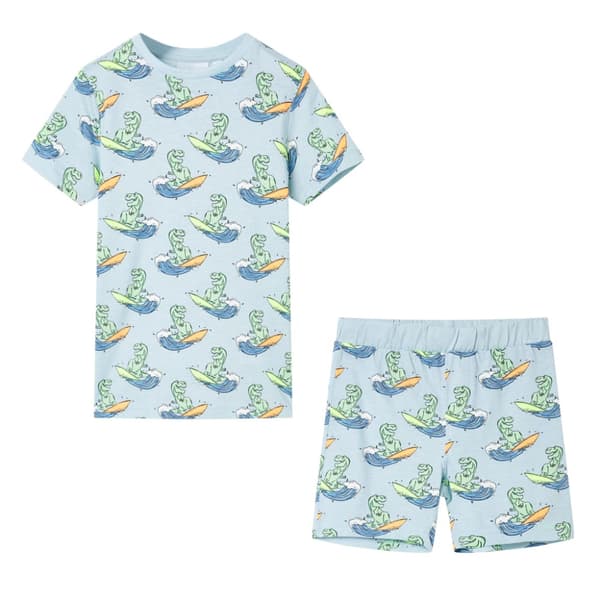 Barnpyjamas med korta ärmar ljusblå 116