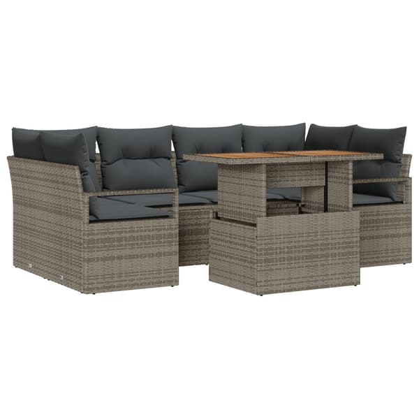 Trädgårdsoffset med lagring 7 pcs Grå Poly rattan