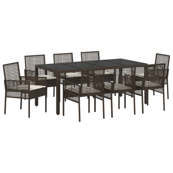Trädgårdsmöbelset 9 pcs Brun konstrotting