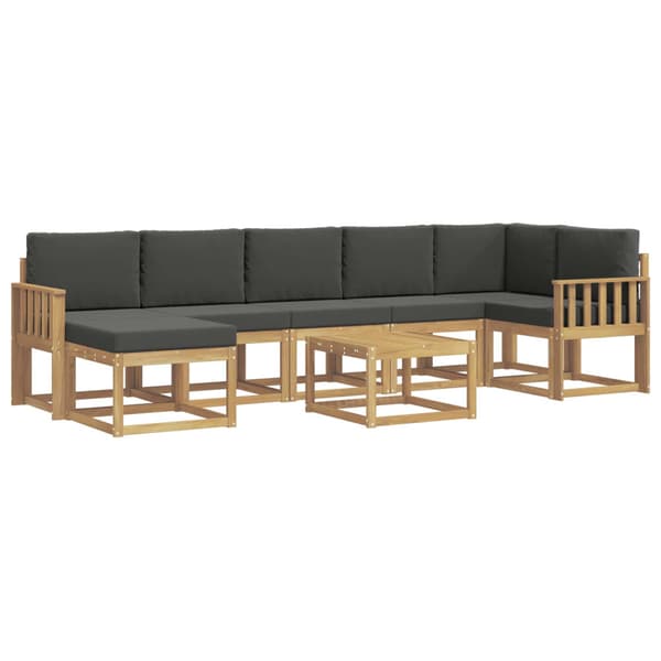Utomhussoffset med kudde 8 pcs Vit och antracit Polyester