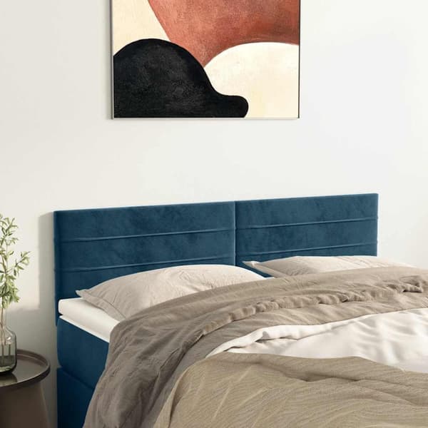 Sänggavlar mörkblå 144x5x78/88 cm sammet