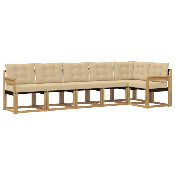 Utomhussoffset med kudde 6 pcs Vit och Beige