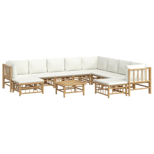 Loungegrupp 11 delar gräddvita dynor bambu