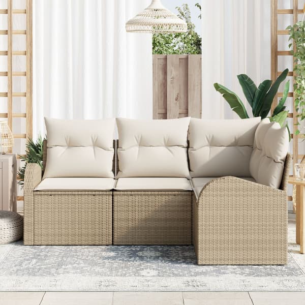 Trädgårdsoffset 4 st Beige konstrotting