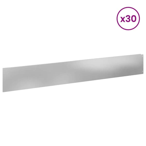 Kant för gräsmatta 30 pcs 100 x 15 cm Stål Silver