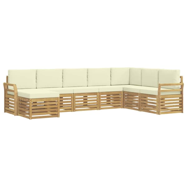 Utomhussoffset 8 pcs Vit och grädde 308 x 190 x 73 cm Polyester