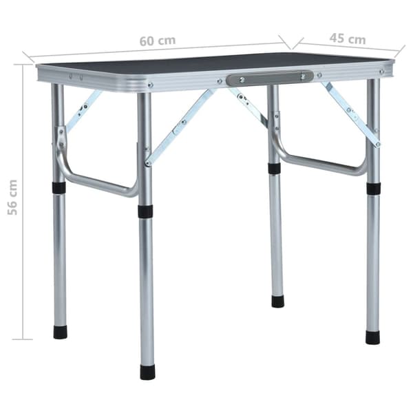 Hopfällbart campingbord grå aluminium 60x45 cm