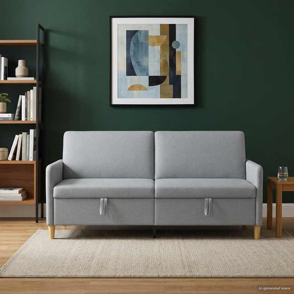 Soffa med förvaring Ljusgrå 192 x 78 x 87 cm Polyester