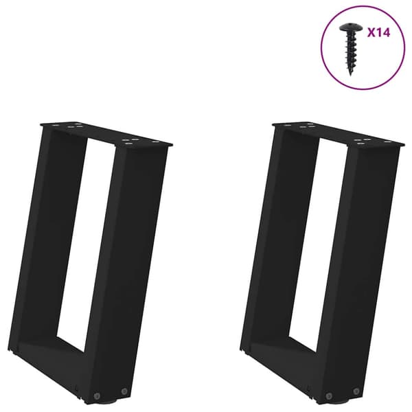 Soffbordsben U-formade 2 st svarta 38x(42-43) cm stål