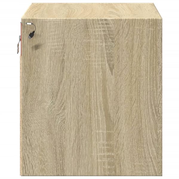 Väggmonterade sängbord med LED-lampor 2 st sonoma-ek