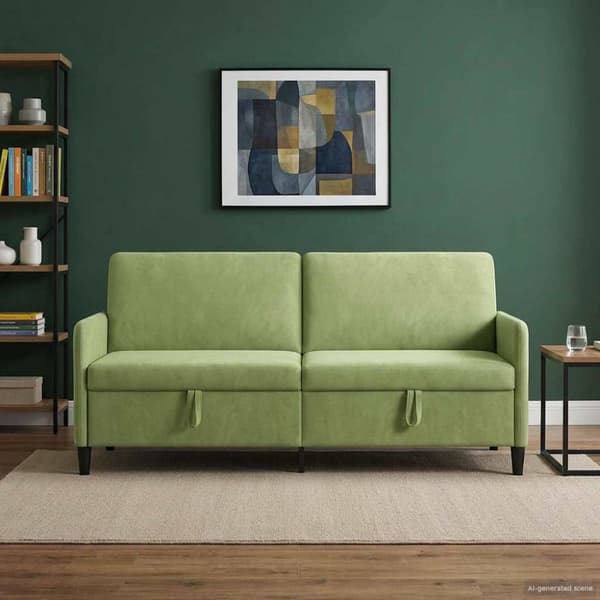 Soffa med förvaring Ljusgrön 192 x 78 x 87 cm Polyester