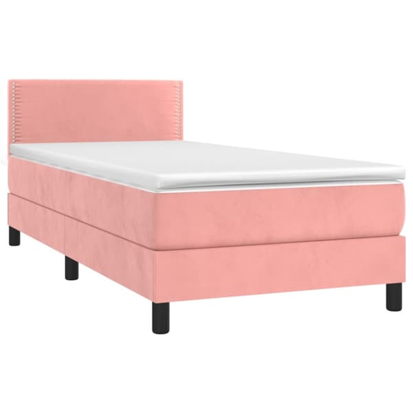 Ramsäng med madrass & LED rosa 100x200 cm sammet