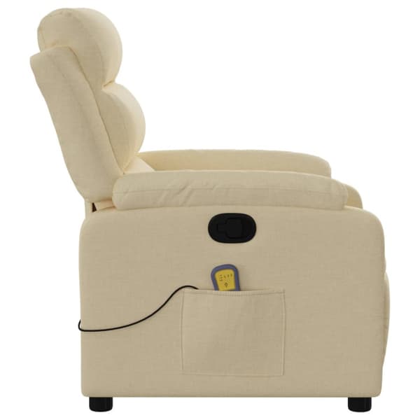 Massagefåtölj gräddvit tyg