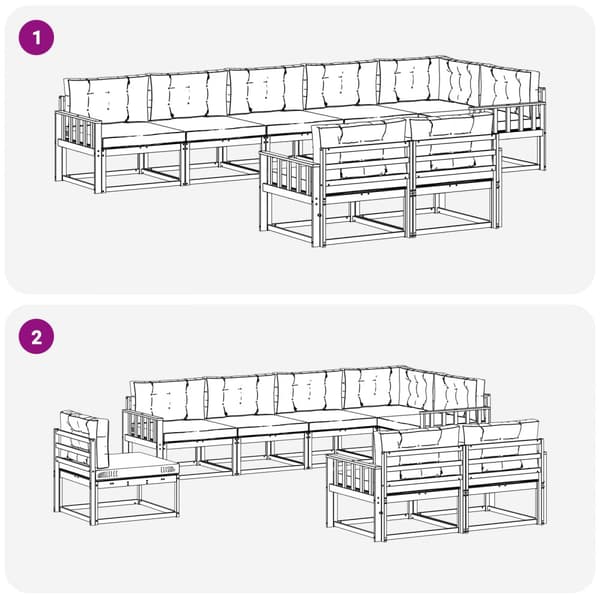 Utomhussoffset med kudde 6 pcs Vit och antracit Polyester