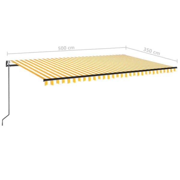 Automatisk markis med vindsensor & LED 500x350 cm gul/vit