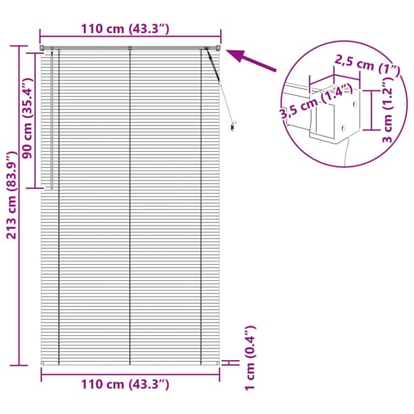 Persienn Vit 213 x 110 cm PVC