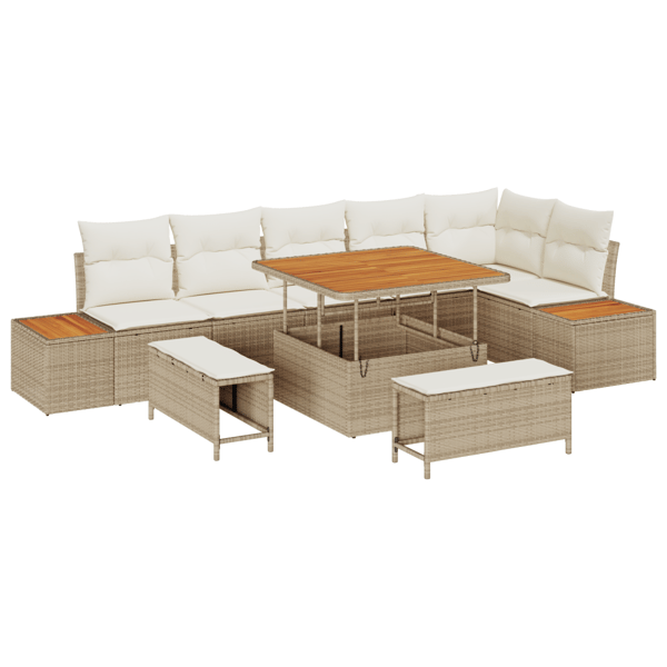 Trädgårdsoffset 9 pcs Beige konstrotting