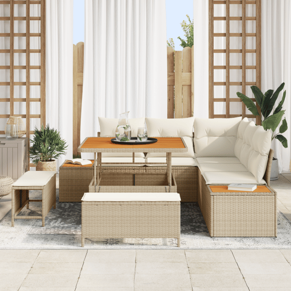 Trädgårdsoffset 8 st Beige konstrotting