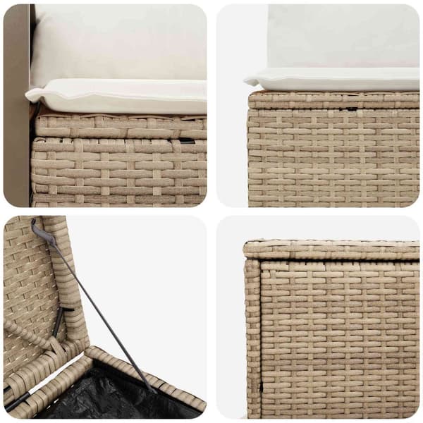 Soffset 5 st Beige och krämvit Poly Rattan och stål