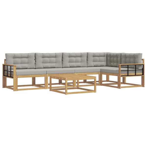 Utomhussoffset 6 pcs Vit och ljusgrå 79 x 79 x 37 cm Polyester