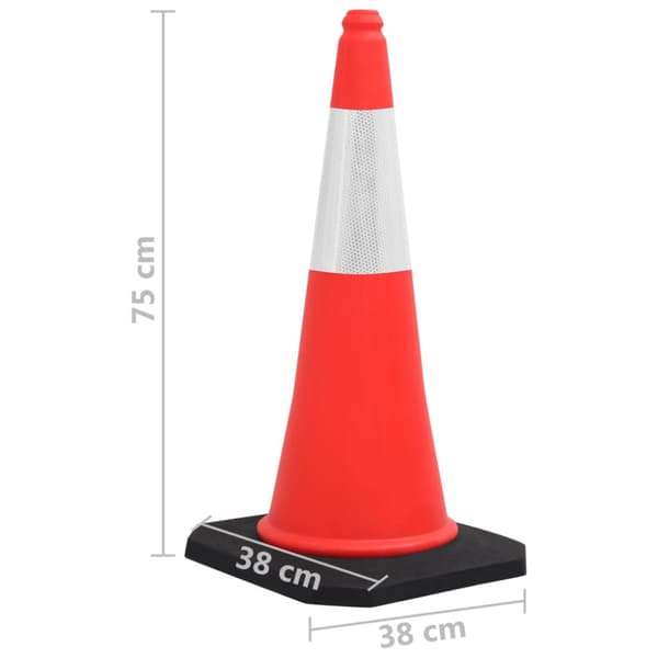 Reflekterande trafikkoner med tung bas 10 st 75 cm